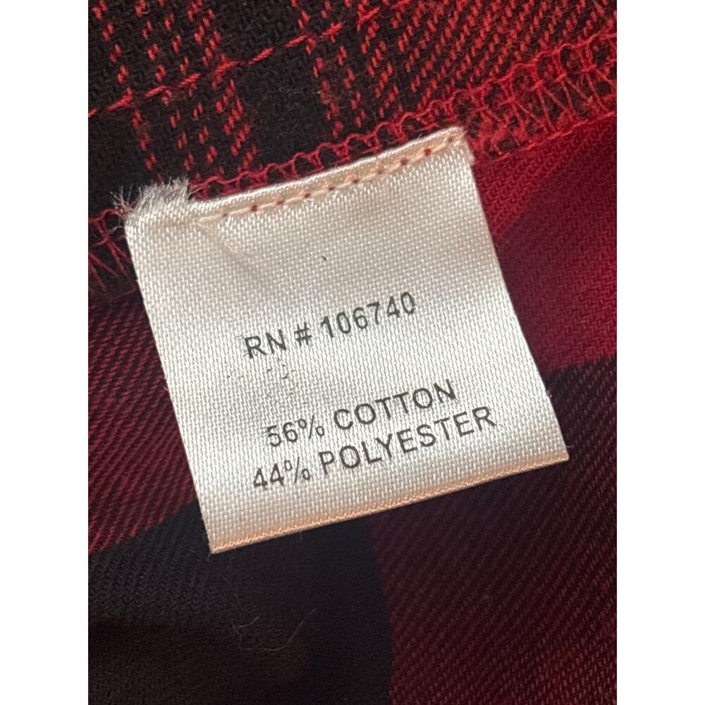 NorthStyle Button Up Shirt Women's L Patchwork Red Tartan Flannel Plaid Top - Picture 7 of 10
